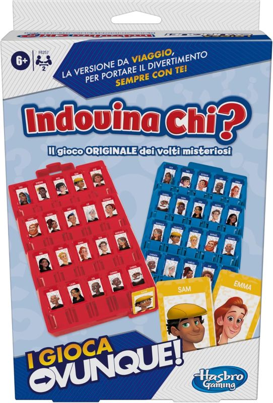 Indovina Chi?, I Gioca Ovunque, Gioco Portatile,Giocattolo dei Volti Misteriosi con Indovinelli per 2 Giocatori,Hasbro,Eta 6+