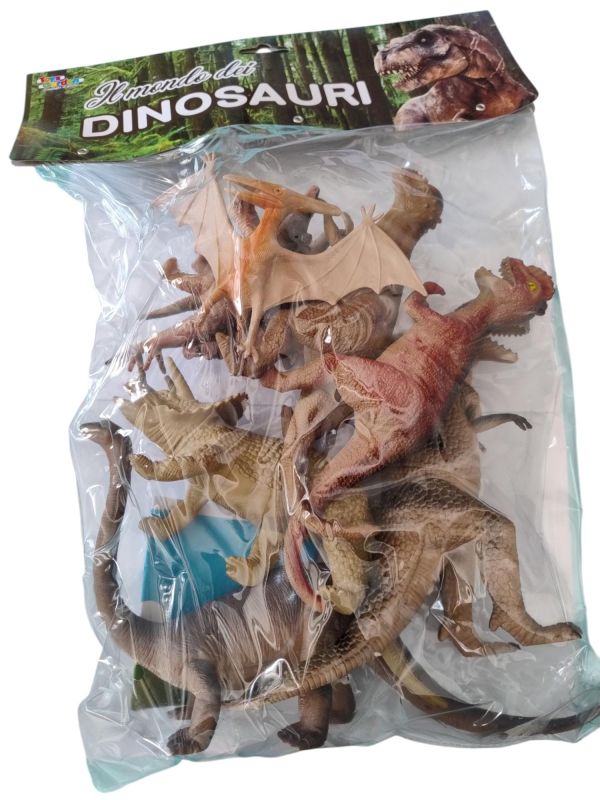 Busta Animali Dinosuri, 8 animali giganti,Toys Garden,Eta 5+