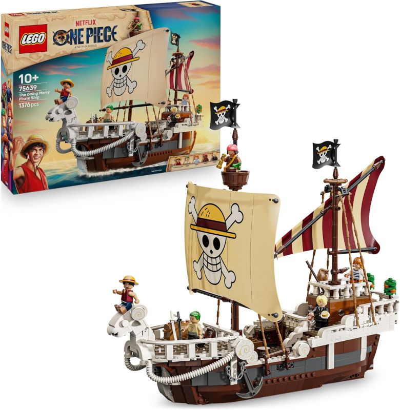 LEGO ONE PIECE La Nave Pirata Going Merry - Modello di Barca Giocattolo da Esposizione con 5 Minifigure tra cui Luffy, Zoro e Nami, Eta 10+