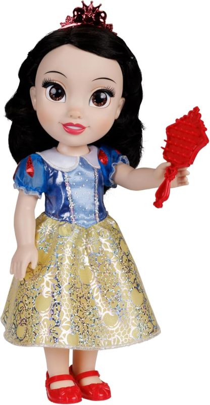 Disney Princess ? bambola 38 cm di Biancaneve, con i suoi abiti iconici arricchiti da dettagli glitterati, tiara scintillante e scarpette coordinate, i suoi occhi brillano, Jakks , Eta 3+