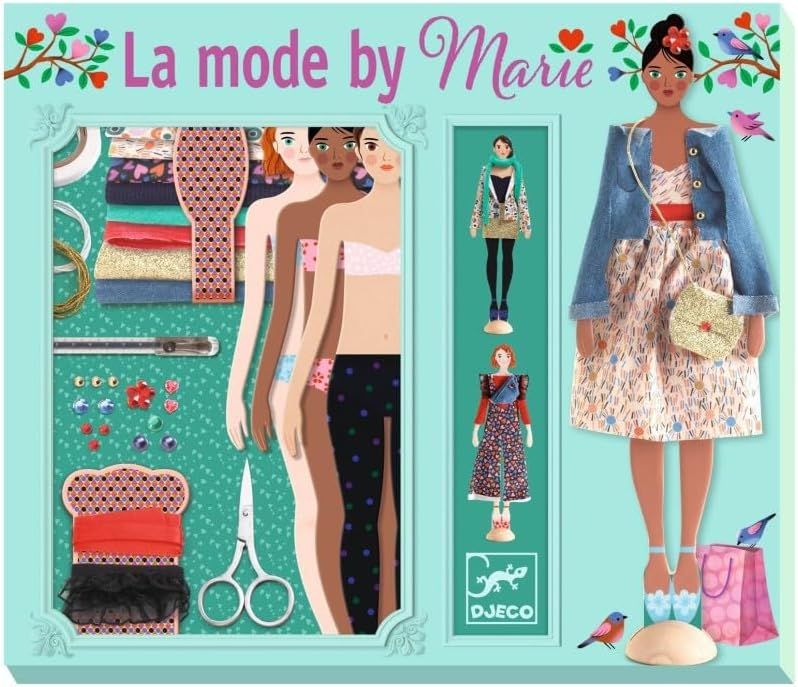 Laboratorio di moda La moda by Marie, Cofanetto completo con veri tessuti, Djecko,Eta 7-12 anni