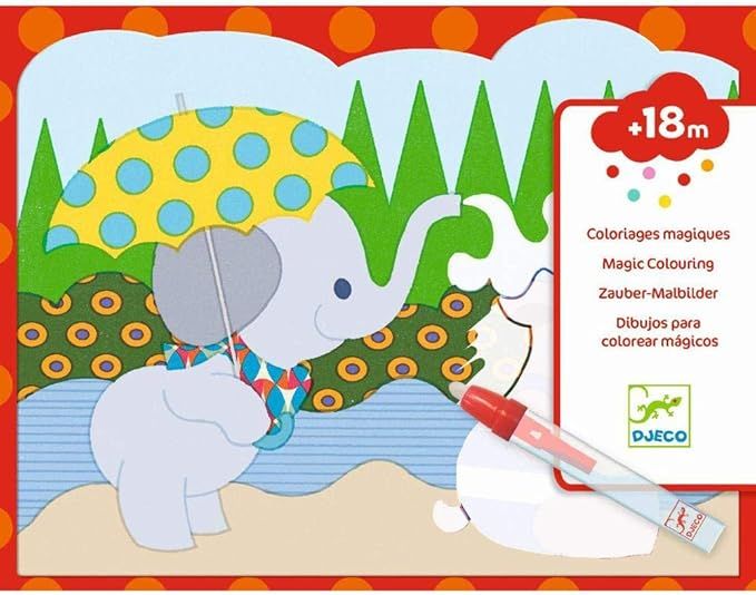 Colori magici Nascosto di fuori, Disegni da colorare con pennarello ad acqua,Djeco,Eta +18 mesi