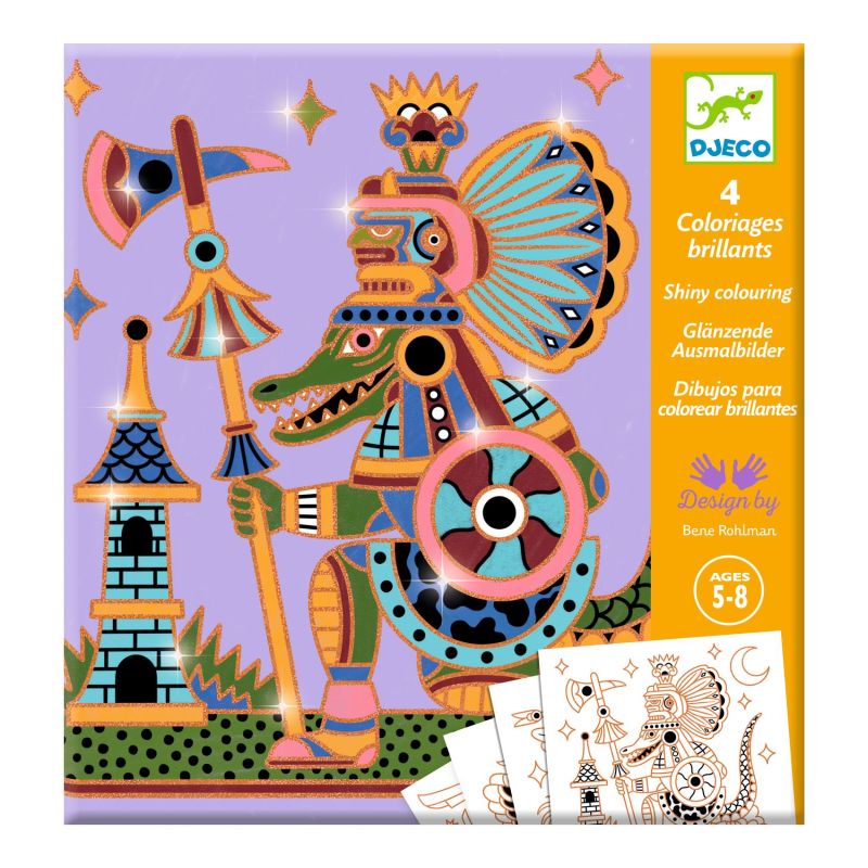Disegni da colorare Guerrieri animali,Djeco, Eta 5-8 anni