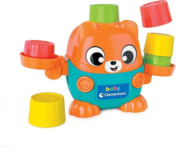 Balancing Bear, Gioco Prima Infanzia per Bambini , Bilancia con Cubetti per Scoprire Il Concetto di Peso, con 6 Tronchetti Colorati, Baby Clementoni,Eta 18 + mesi