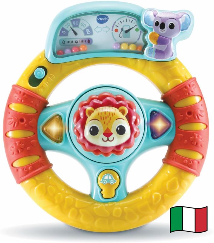 VTech Baby Volante delle Scoperte, Gioco Interattivo Bambino con Frecce Luminose e Pulsante Accensione dell`Auto, piu di 45 Canzoni e Suoni, Portatile, Lingua Italiana, Batterie Incluse, ETa 6-36 mesi