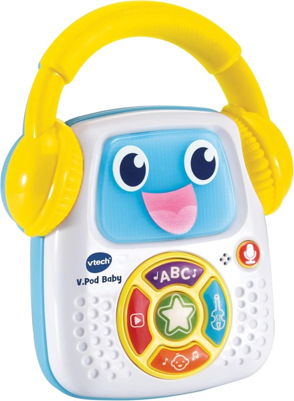 VTech Dj Baby, Giocattolo Musicale Interattivo con 5 Modalita di Gioco, 30 Melodie, Funzione Registrazione, Luci e Spegnimento Automatico, Lingua Italiana, Batterie Incluse, Eta 9-36 mesi