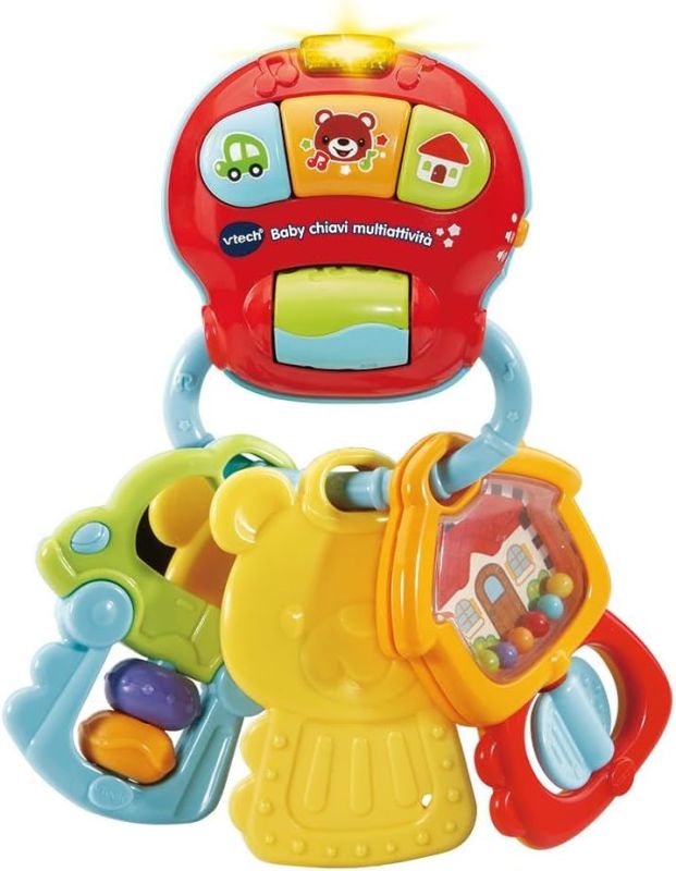 VTech Le Mie Prime Chiavi 3 in 1, Sonaglino Interattivo con Sensore Movimento, Sonaglio Neonato con Pulsante Luminoso, Gioco Neonato con Melodie e Frasi, Lingua Italiana, Batterie Incluse, Eta 0-36 mesi