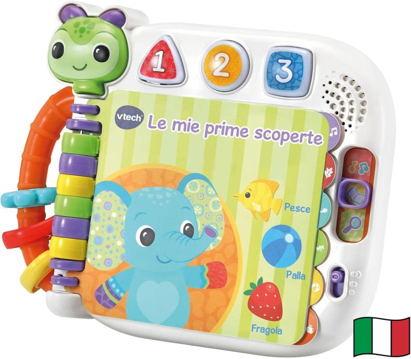 VTech Le Mie Prime Scoperte, Libro Interattivo e Sensoriale per Bambini, Impara il Vocabolario, Piu di 20 Suoni Inclusi, Pagine Interattive, Lingua Italiana, Batterie Incluse,Eta 6-36 mesi