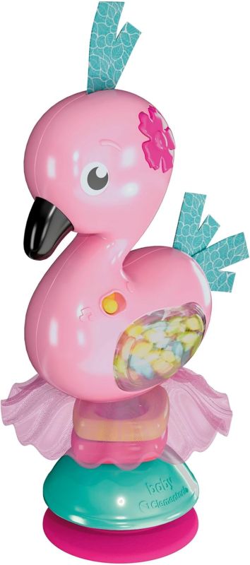 Fancy Flamingo, Sonaglino Interattivo Fenicottero con Melodie, Bambini 3 Mesi+, Sonaglio con Palline, Effetti Sonori e Ventosa per Il Momento Pappa, Stimola Sensi e Manualita, Baby Clementoni, Eta 3+ mesi