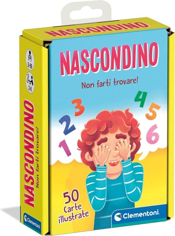 Nascondino, Mazzo di 50 Carte Illustrate, Gioco di Strategia e Osservazione , 2-4 Giocatori,CLementoni, Eta 5-99 anni