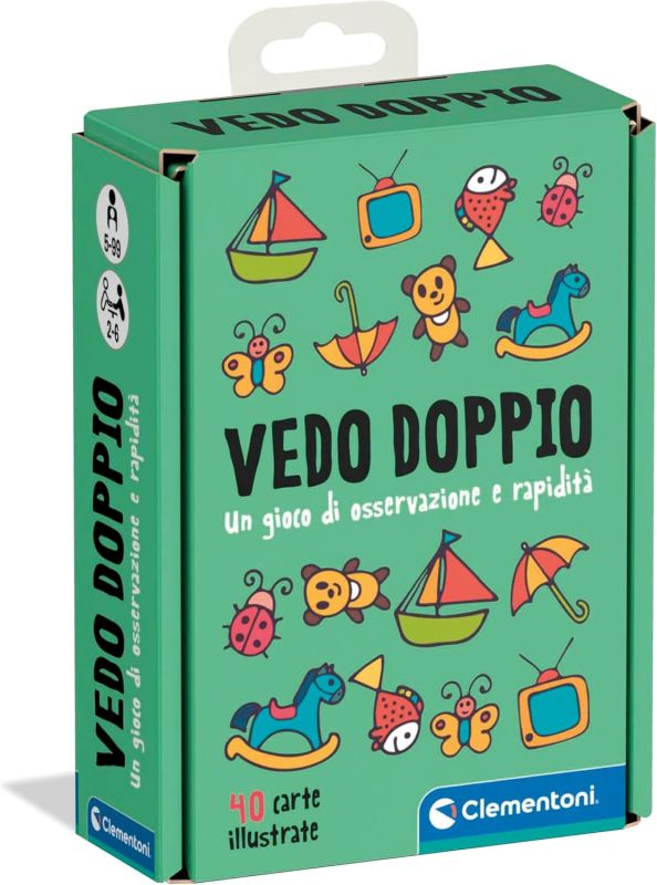 Vedo Doppio, Trova le Illustrazioni in Comune, Mazzo di 40 Carte, 2-6 Giocatori,Clementoni, Eta 5-99 anni