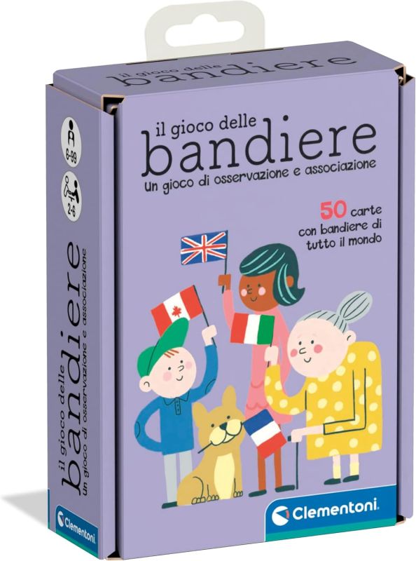 l Gioco delle Bandiere, Mazzo di Carte con 50 Bandiere di Tutto il Mondo, 2-5 Giocatori, Clementoni, Eta 6-99 anni