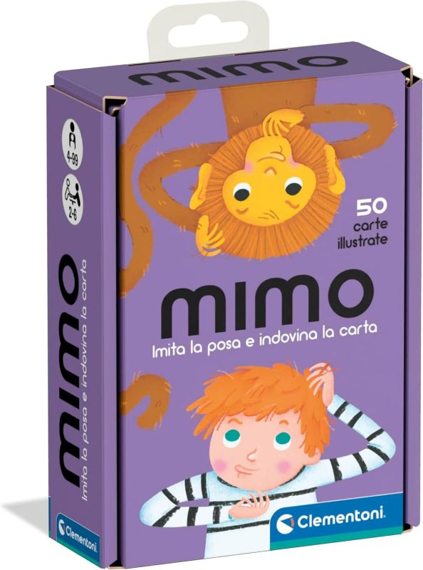 Mimo, Mazzo di 50 Carte per Imitare Pose e Indovinare l`Azione, 2-6 Giocatori, Clementoni, Eta 4-99 anni
