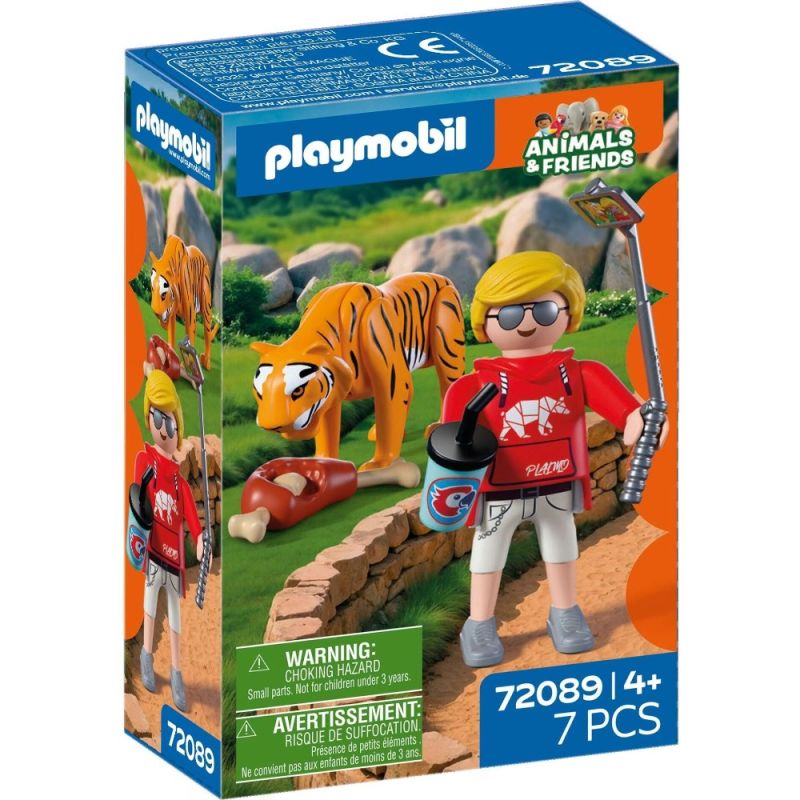 PLAYMOBIL| Animals & Friends | Zoo Tigre e visitatore | Personaggio con tigre, Eta 4+