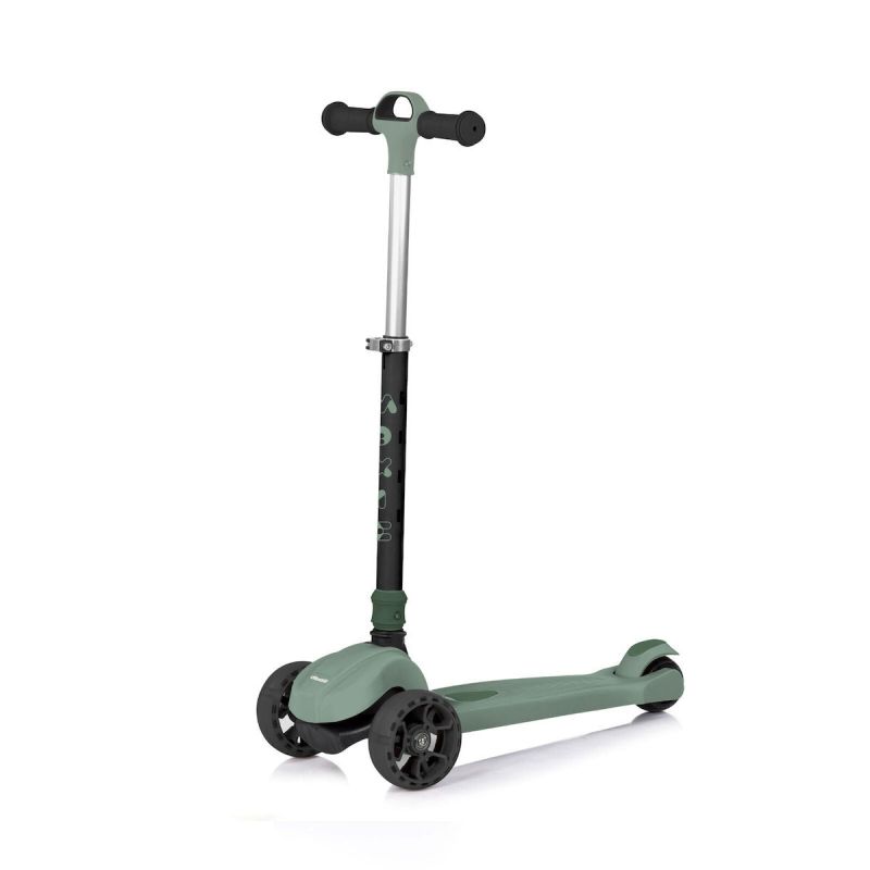 Monopattino per Bambini 3 anni Verde Modello Luxury fino a 50kg Scooter con ruote LED Pedana antiscivolo Freno incluso Regolabile in 4 Altezze