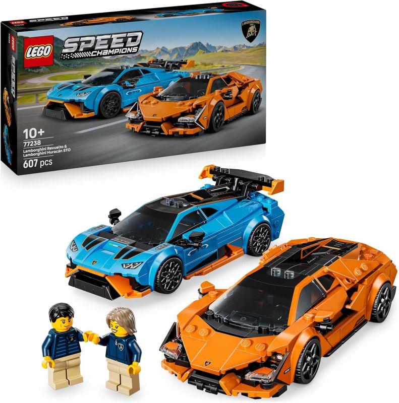 LEGO Speed Champions Lamborghini Revuelto e Huracan STO - Modellini di Auto da Corsa - Macchine Giocattolo con 2 Minifigure dei Piloti, Eta 10+