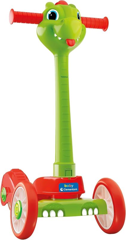 Baby Dragon Push Scooter, Monopattino Bambino, , con 3 Ruote, Utilizzabile Dentro e Fuori Casa, Stimola lo Sviluppo Psicomotorio, Cognitivo e Sensoriale, Baby Clementoni, Eta 2-4 anni