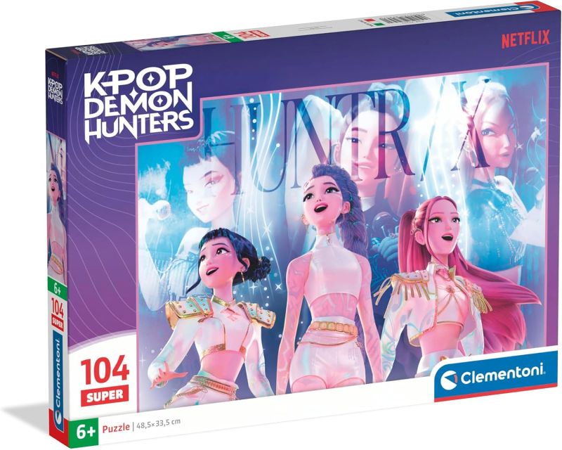 Puzzle  104 Pezzi Super, Illustrazione con Personaggi della Serie K-pop Demon Hunters, 48,5x33,5 cm, Clementoni, Eta 6+