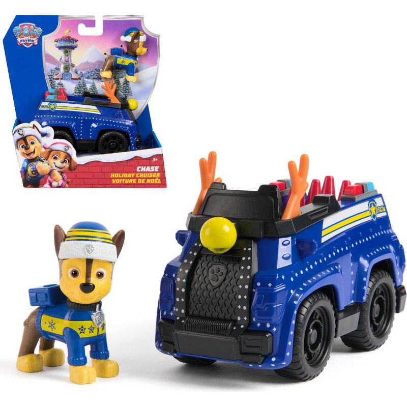 Veicolo con personaggio Paw Patrol Speciale Natale, Chase holiday cruiser, Spin Mster, Eta 3+