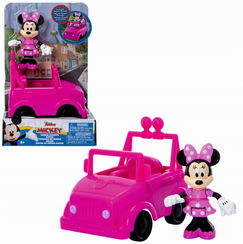 Disney Junior Mickey, Minnie Mouse`s rover, Veicolo con personaggio snodabile, Just Play, Eta 3+