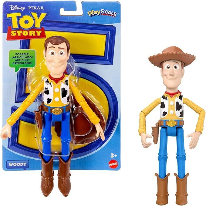 Disney Pixar Toy Story 5 - Woody, action figure da 23,5cm con 14 punti di articolazione, cappello removibile e design fedele al film,Mttel, Eta 3+