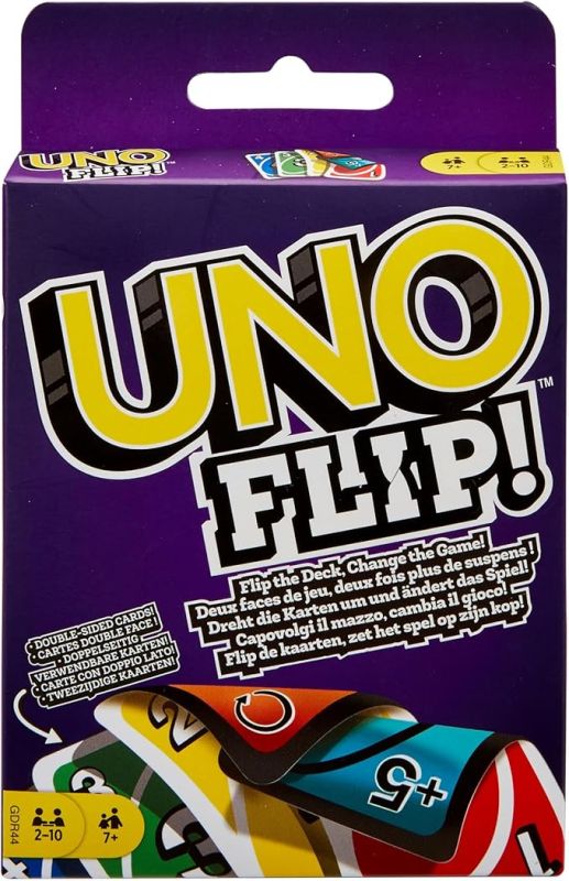 UNO FLIP!, Il mitico gioco di carte per tutta la famiglia in nuova elettrizzante variante, con il mazzo fronte/retro e una carta speciale FLIP,Mattel, Eta 7+