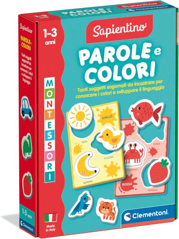 Montessori - Parole e Colori, Gioco Educativo Metodo Montessoriano, Bambini , Impara Colori Primari e Secondari con attivita Interattive, Made in Italy, Lingua Italiana,Clementoni, Eta 1-3 anni