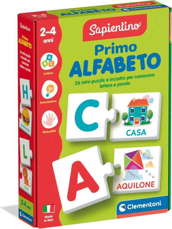 Sapientino - Primo Alfabeto, Gioco Educativo  con Flashcards per Imparare Le Lettere e Le Prime Parole, Made in Italy, Lingua Italiana,Clementoni, 2-4 anni