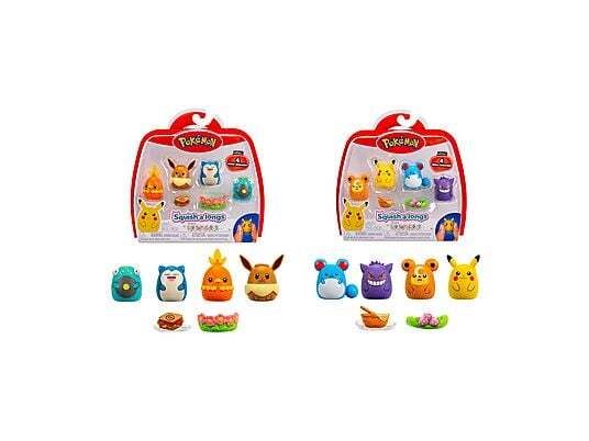 Squish a Longs Pokemon Pack 4 personaggi e 2 accessori, 1 pezzo modello casuale, Jazwares, Eta 6+