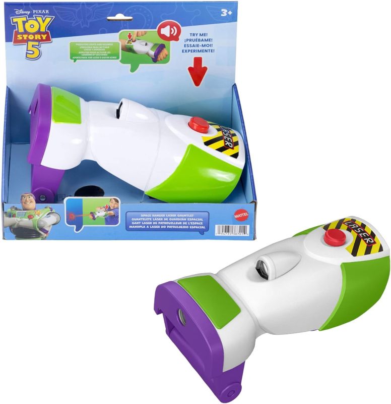 Disney Pixar Toy Story 5 - Guanto Laser da Space Ranger, con Lanciatore da Polso attivabile Tramite Pulsante e 4 Dischi Inclusi, luci e Suoni dal Film, Mattel, Eta 3+