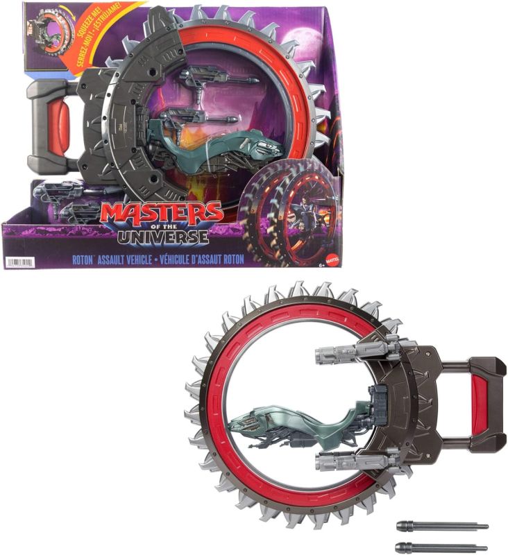 Masters of the Universe - Roton, veicolo d`assalto ispirato al film Masters of the Universe 2026, include 2 lame rotanti e blaster con 4 proiettili, si adatta ai personaggi Origins,Mattel, Eta 6+