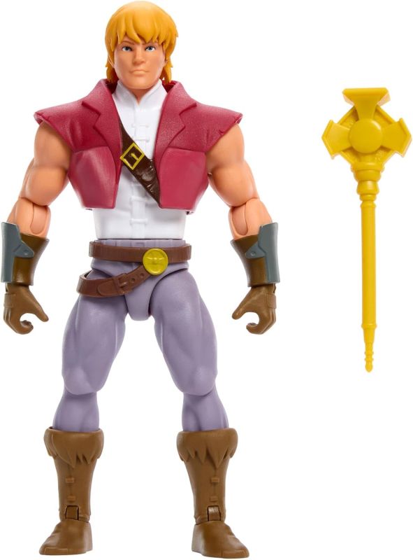 Masters of the Universe Origins - Prince Adam 200X Collezione Cartoon, action figure della serie TV MOTU anni `80, desing dettagliato e accessorio scettro, Mattel, Eta 6+