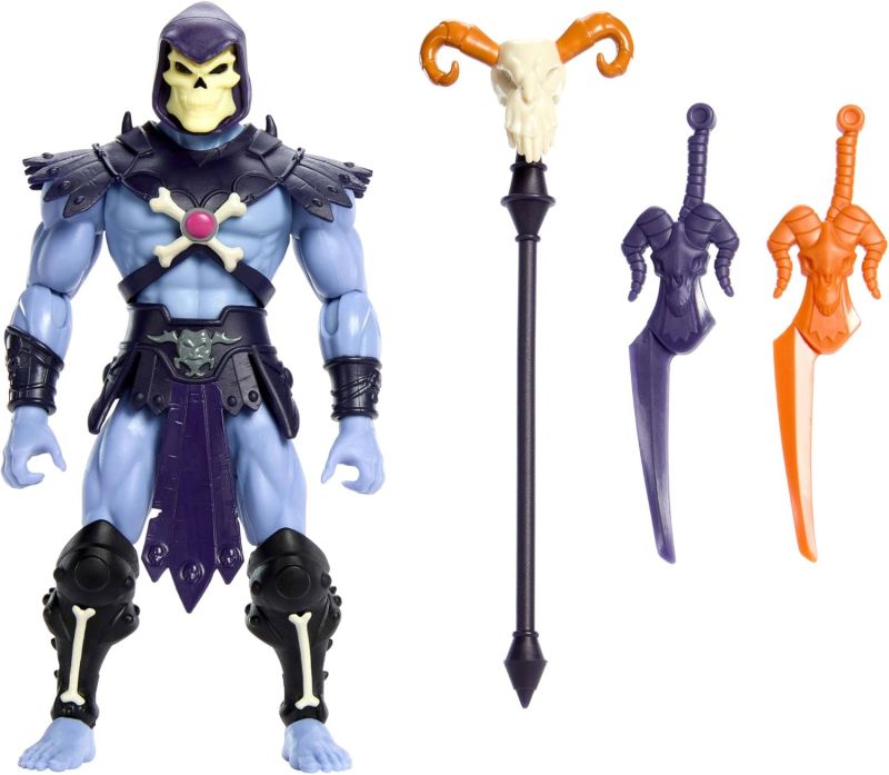 Masters of the Universe Origins - Skeletor 200X Collezione Cartoon, action figure della serie TV MOTU anni `80, design dettagliato, mantello, bastone e 2 spade,Mattel,Eta 6+