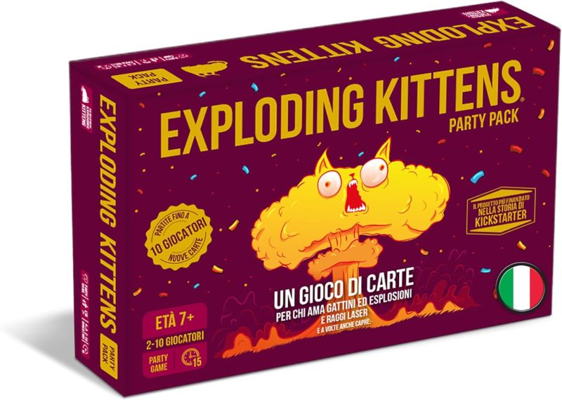 Exploding Kittens PARTY PACK  -Carte da Gioco ? Party Game Rapido ? 2-10 Giocatori ? Edizione in Italiano, Asmodee, Eta 7+