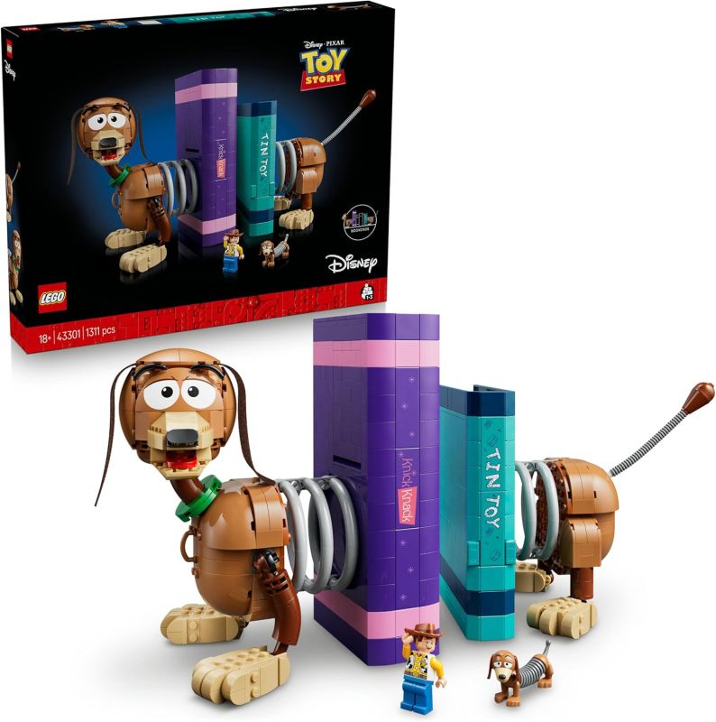LEGO | Disney Pixar Fermalibri di Slinky Toy Story - Reggi Libri per Libreria - Decorazione con Minifigure di Woody e Figura di Bassotto,Eta 18+