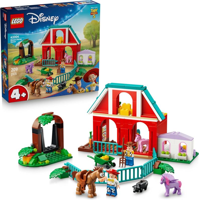 LEGO | Disney Pixar Il Ranch dei Cavalli di Blaze - Giocattolo con le Minifigure di Woody e Jessie oltre a 3 Cavalli e un Maiale , Eta4+
