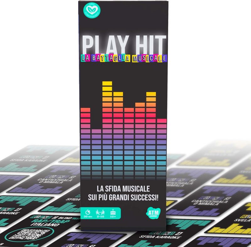 PLAY HIT - Gioco da Tavolo Musicale - Blind Test, Karaoke e Quiz per Feste - 2 a 10 Giocatori - Divertente, Dinamico e a Squadre - Perfetto per Serate, Famiglie e Amici - Italiano, ATM Gaming, Eta 14+