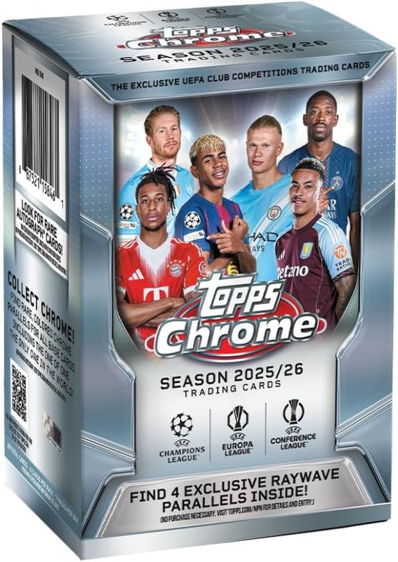 Topps Chrome® Concorsi UEFA Club 2025-26 - Value Box (contiene 7 confezioni per scatola, 4 carte per confezione),