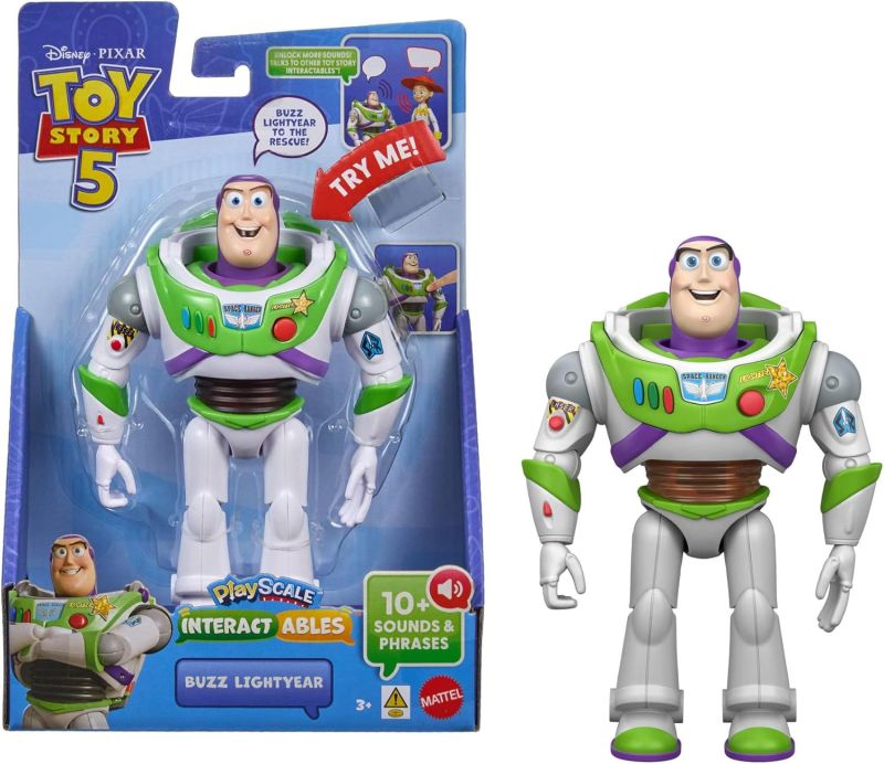 Disney Pixar Toy Story 5 - OG Buzz, personaggio interattivo da 18cm che ripete le frasi del film e interagisce con gli altri personaggi della serie quando sono vicini, Mattel,Eta 3+