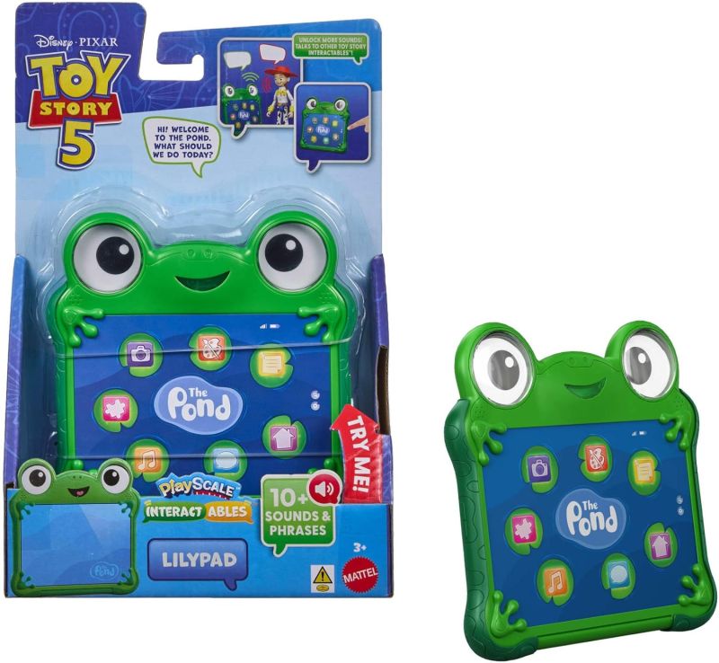Disney Pixar Toy Story 5 - LilyPad, personaggio interattivo da 18cm che ripete le frasi del film e interagisce con gli altri personaggi della serie quando sono vicini,Mattel, Eta 3+