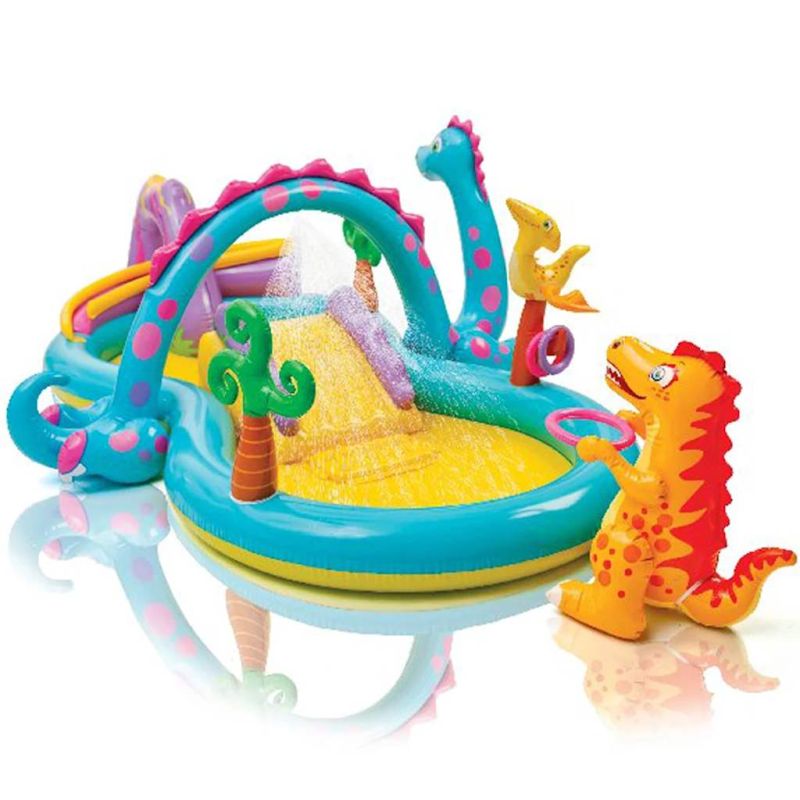 Piscina Gonfiabile Playground Dinosauri, Vinile, Multicolore, 302x229x112 cm,Intex Eta 2+