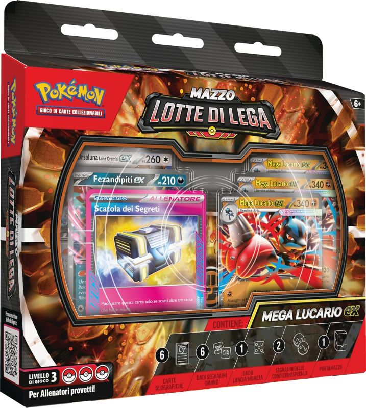 Pokemon: Mazzo Lotte di Lega Mega Lucario-ex del GCC Pokemon (un mazzo di 60 carte pronto per giocare con Mega Lucario-ex), Edizione in Italiano,Eta 6+