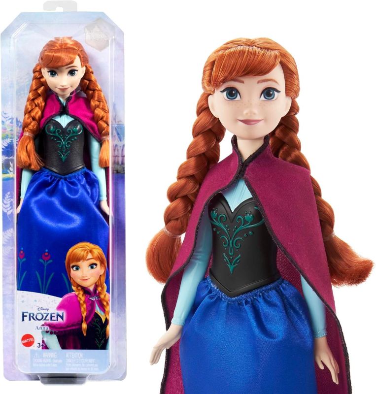 Disney Frozen - Anna, bambola con abito elegante e accessori ispirati al film Dsney Frozen 1,Mattel,Eta 3+
