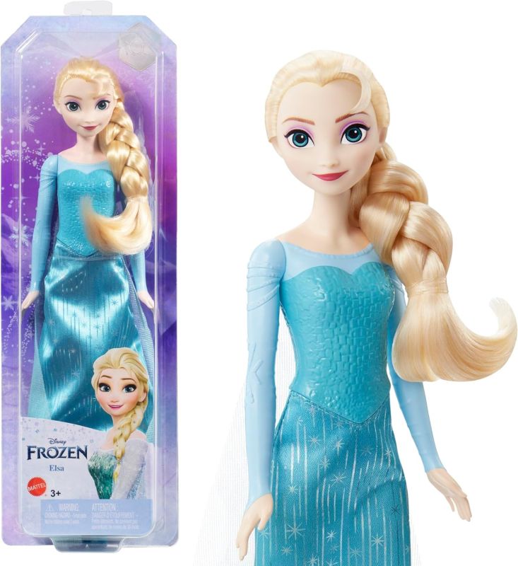 Disney Frozen - Elsa bambola con abito elegante e accessori ispirati ai film Disney Frozen 1,Mattel, Eta 3+