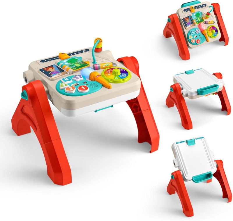 Tavolino attivita 4 in 1, Pannello interattivo e cavalletto d`Arte, con luci, Suoni e canzoncine, Versione Italiano,Fisher Price, Eta 6-36mesi