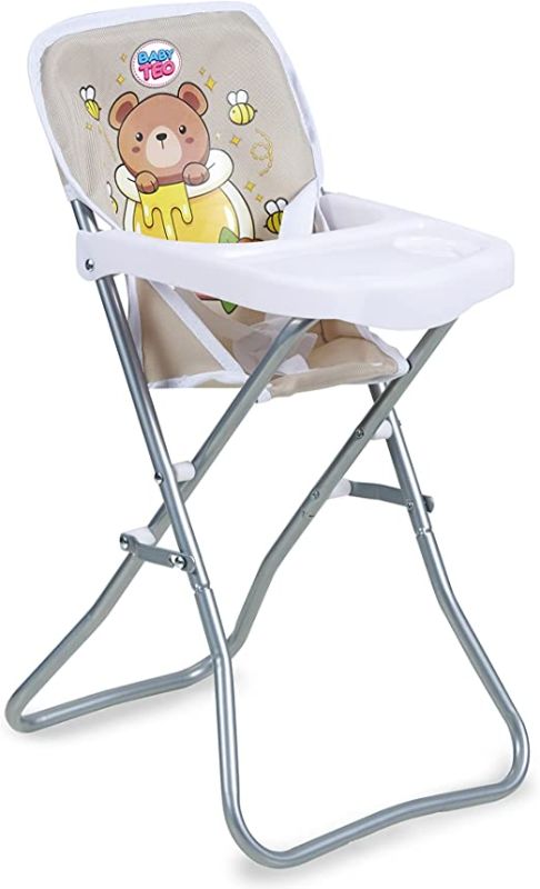 Teorema 74169 - Seggiolone Giocattolo per bambole con Telaio in Metallo e disegno di un Orsetto dentro a un barattolo di miele, altezza 54cm