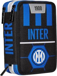 FAMU Land Astuccio scuola calcio con materiale scolastico 2 scomparti. Beauty case bambino per matite e penne. Bambini Giovanile Adolescente. Astuccio in 3 colori. Con cerniera., blu, 21.5 cm x 6 cm