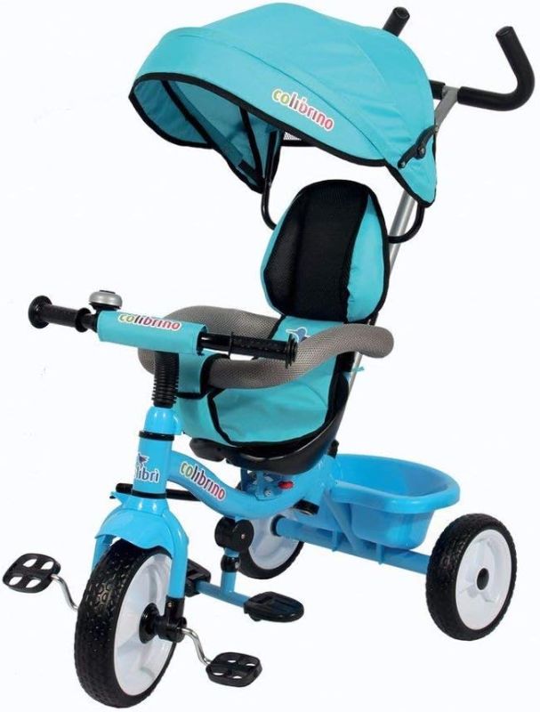 Triciclo Bambini 1 anno Passeggino Fronte Mamma e Strada Leggero | Treciclo Regolabile Bimbo Bimba 9 mesi Colibrino Blu