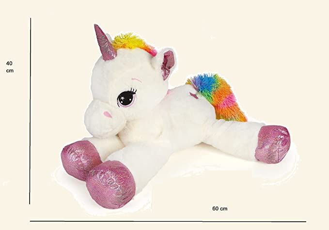 DE CAR Unicorno Peluche Grande 60 cm Medio Rosa o Azzurro Materiale Morbido peluche Unicorno bambina