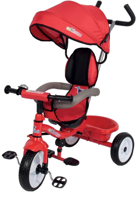 Triciclo Bambini 1 anno Passeggino Fronte Mamma e Strada Leggero | Treciclo Regolabile Bimbo Bimba 9 mesi Colibrino Rosso